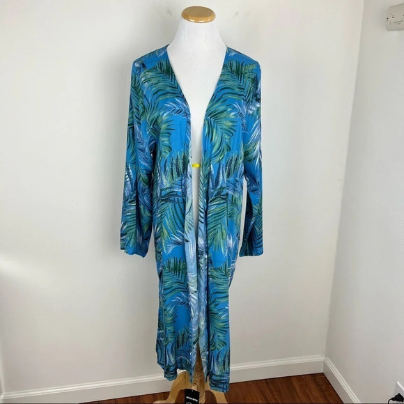 NWT Storets Hailey Palm Beach Robe Printed Kimono Swim Coverup Size S/M Blue - Picture 5 of 15